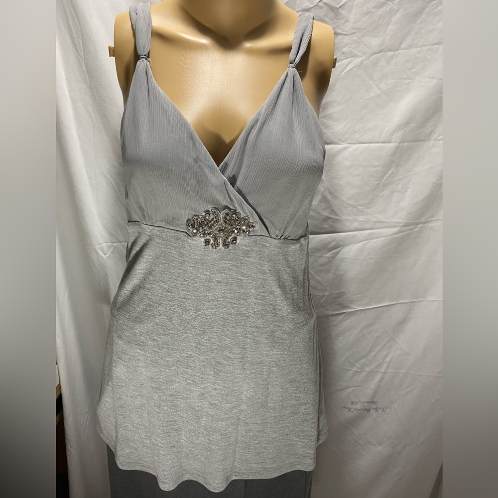 NWOT New York & Company Silver Top with Jewel Accent